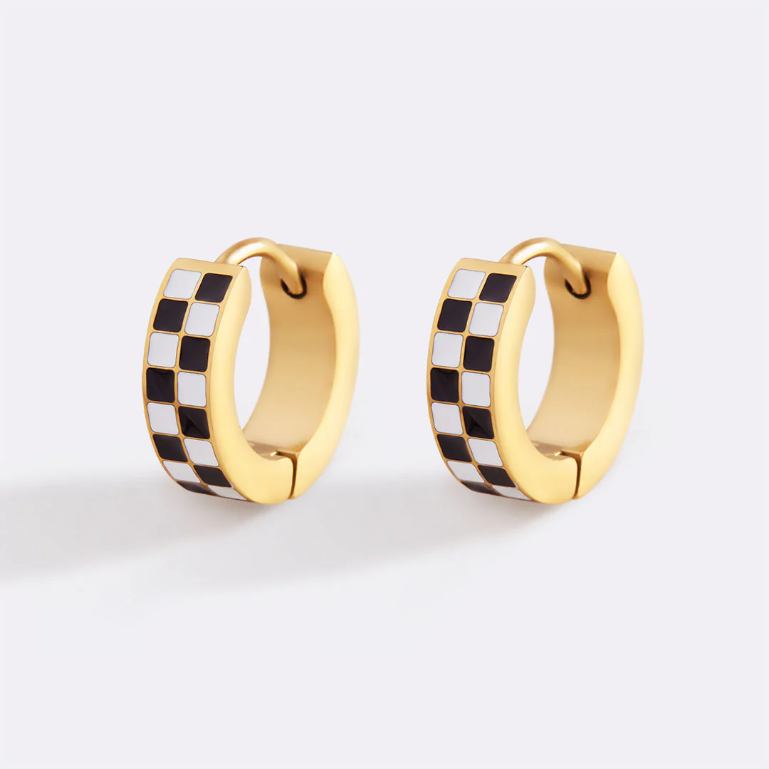 Checkered Hoop Earrings