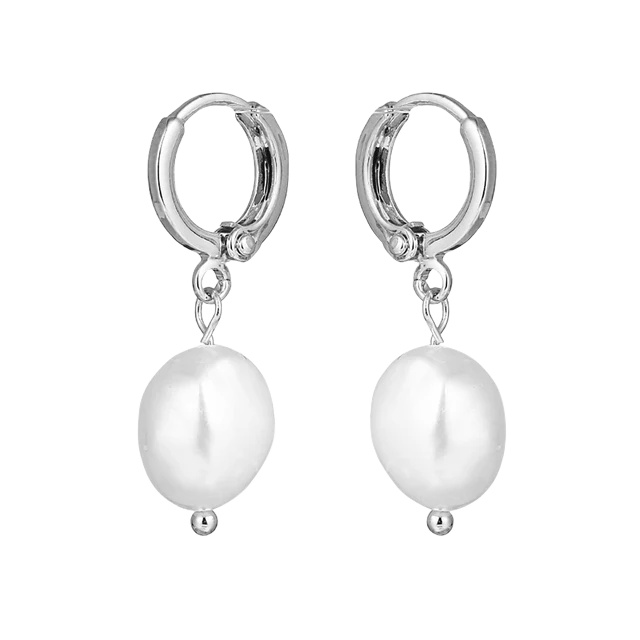 Freshwater Pearl Drop Huggie Earrings
