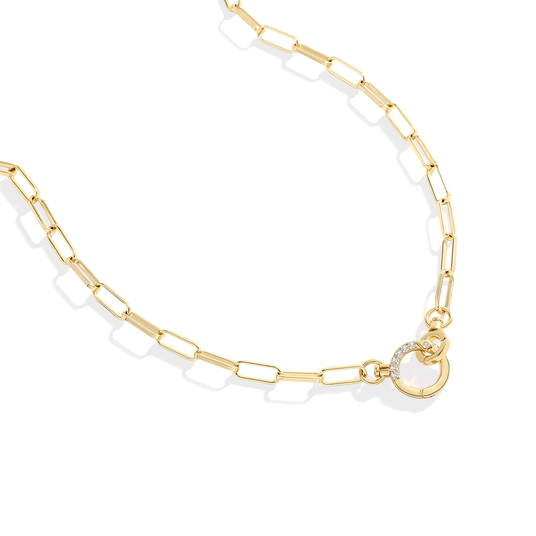 Pave Mint Paperclip Necklace