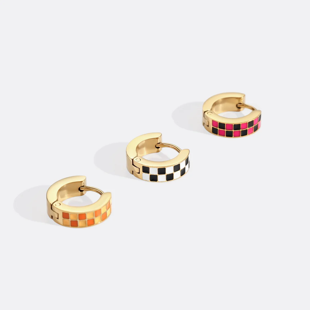 Checkered Hoop Earrings