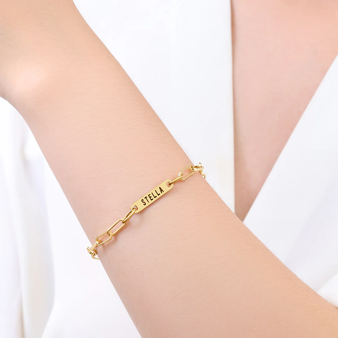 Personalized Paperclip Name Bracelet