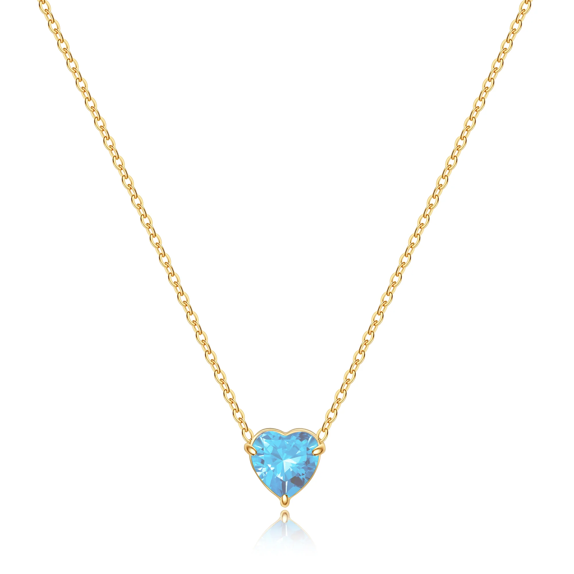 Dainty Birthstone Heart Necklace