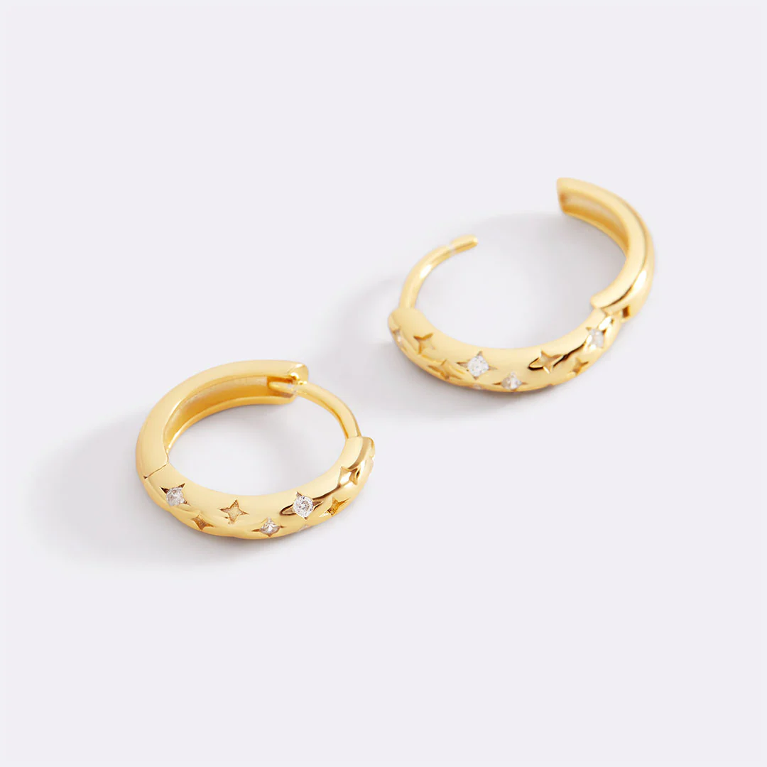Falling Stars Huggie Hoop Earrings