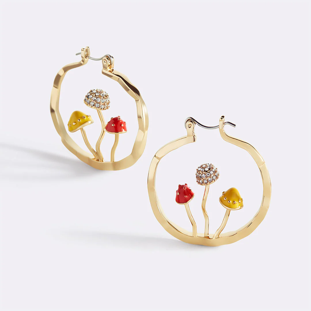 Boho Mushroom Hoop Earrings
