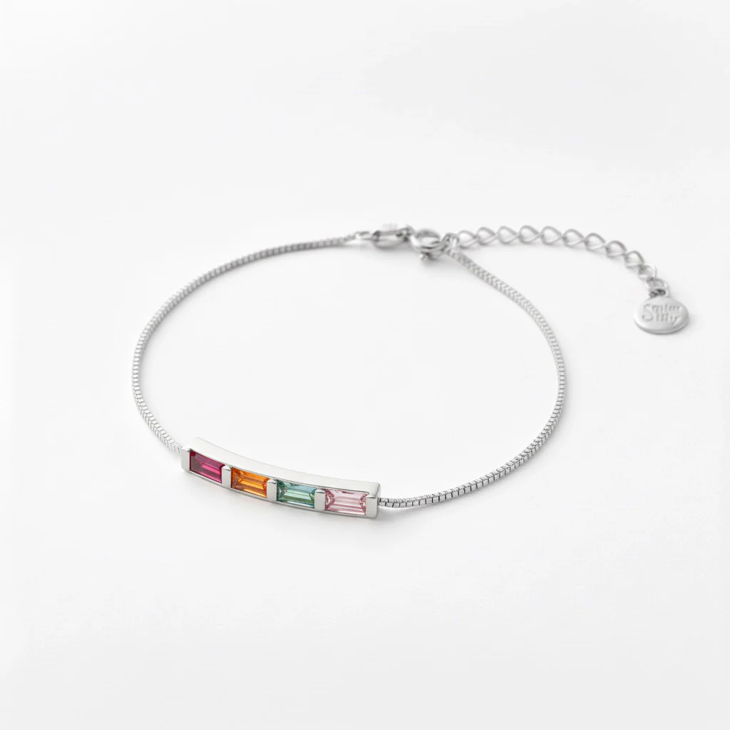 Dainty Baguette Birthstone Bracelet