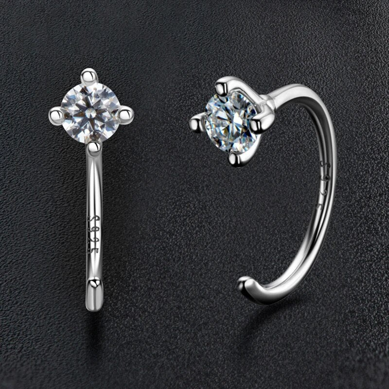 Dainty Diamond Threader Hoop Earrings