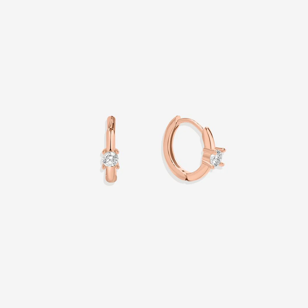 Dainty Single Stone Huggie Hoops