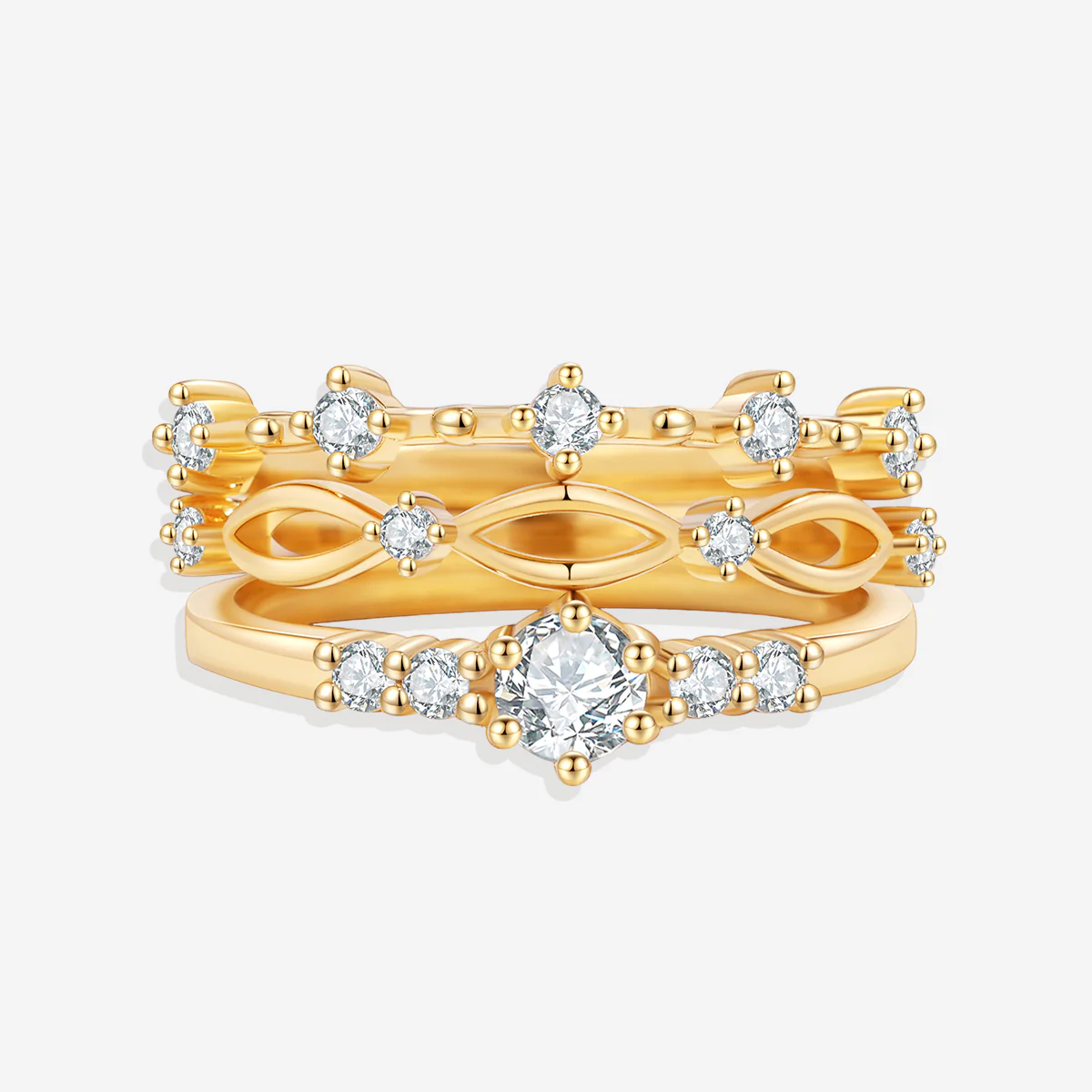 Braided Birthstone Stacking Ring Set