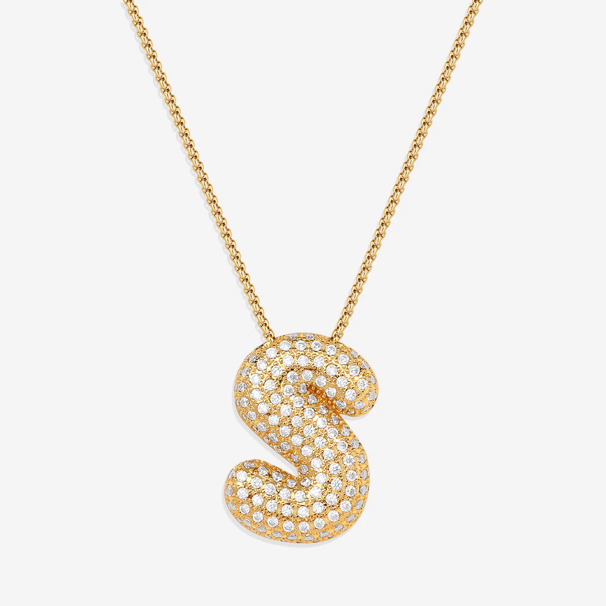 Pave Bubble Initial Necklace