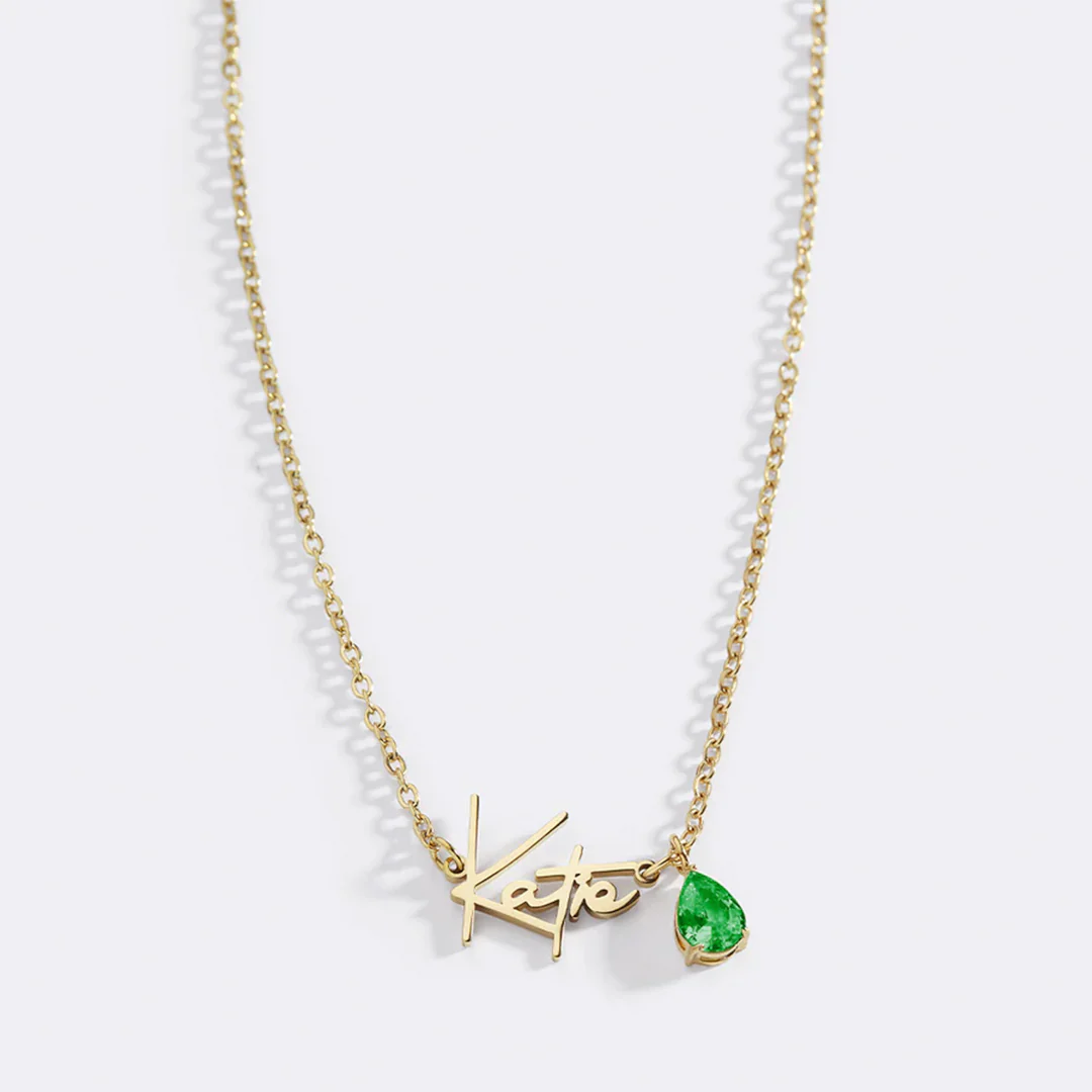 Handmade Birthstone Name Necklace