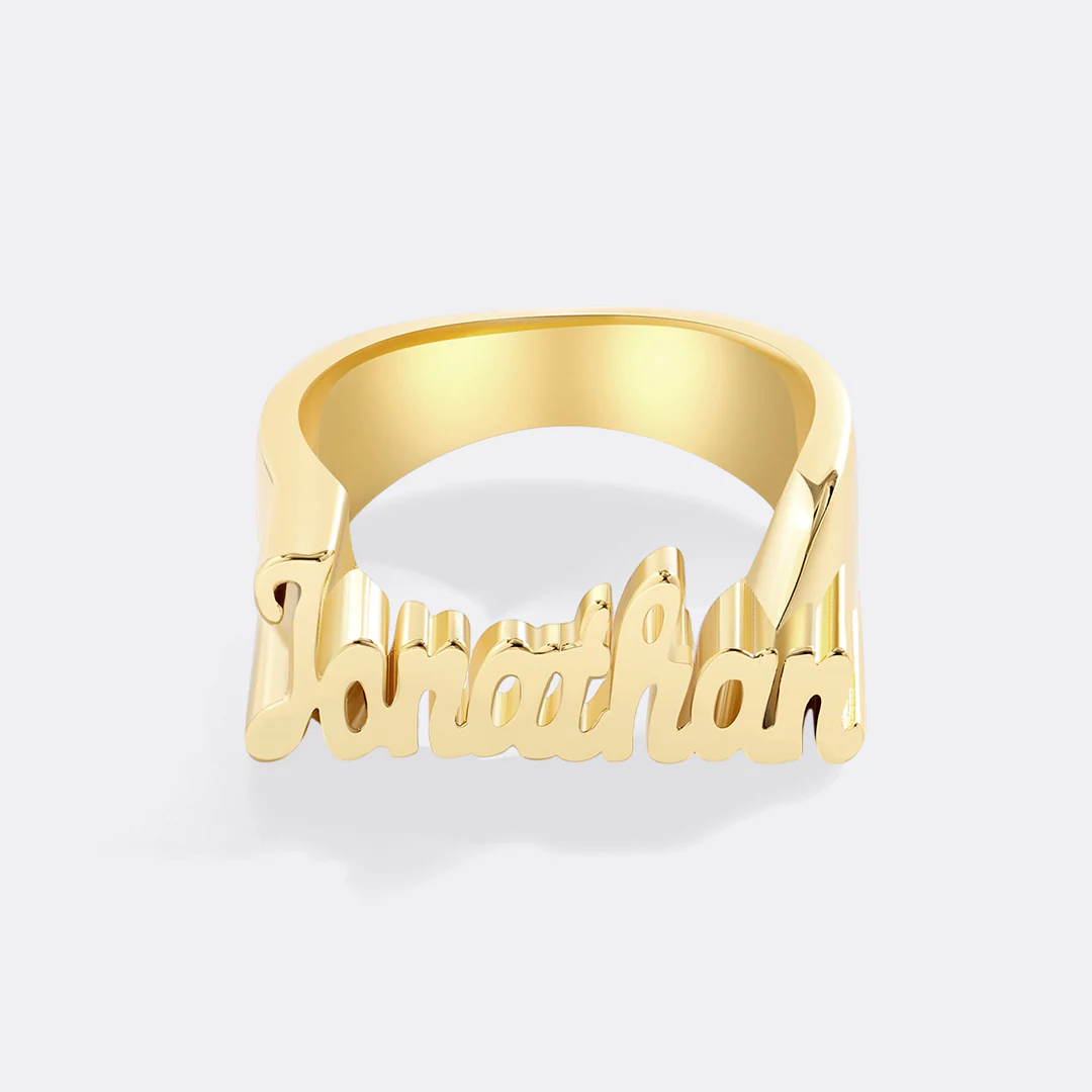 Brilliant Script Name Ring