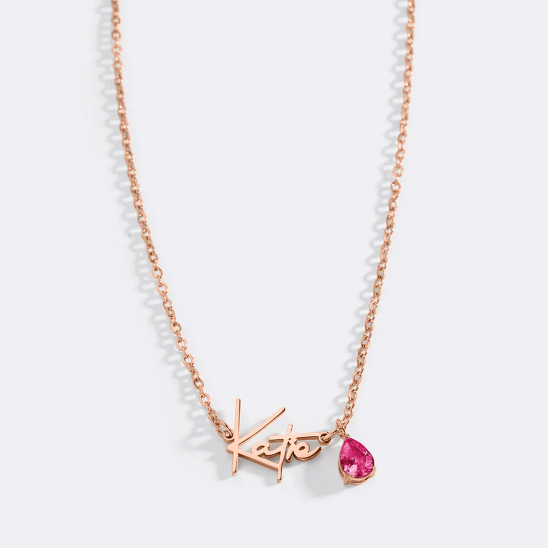 Handmade Birthstone Name Necklace