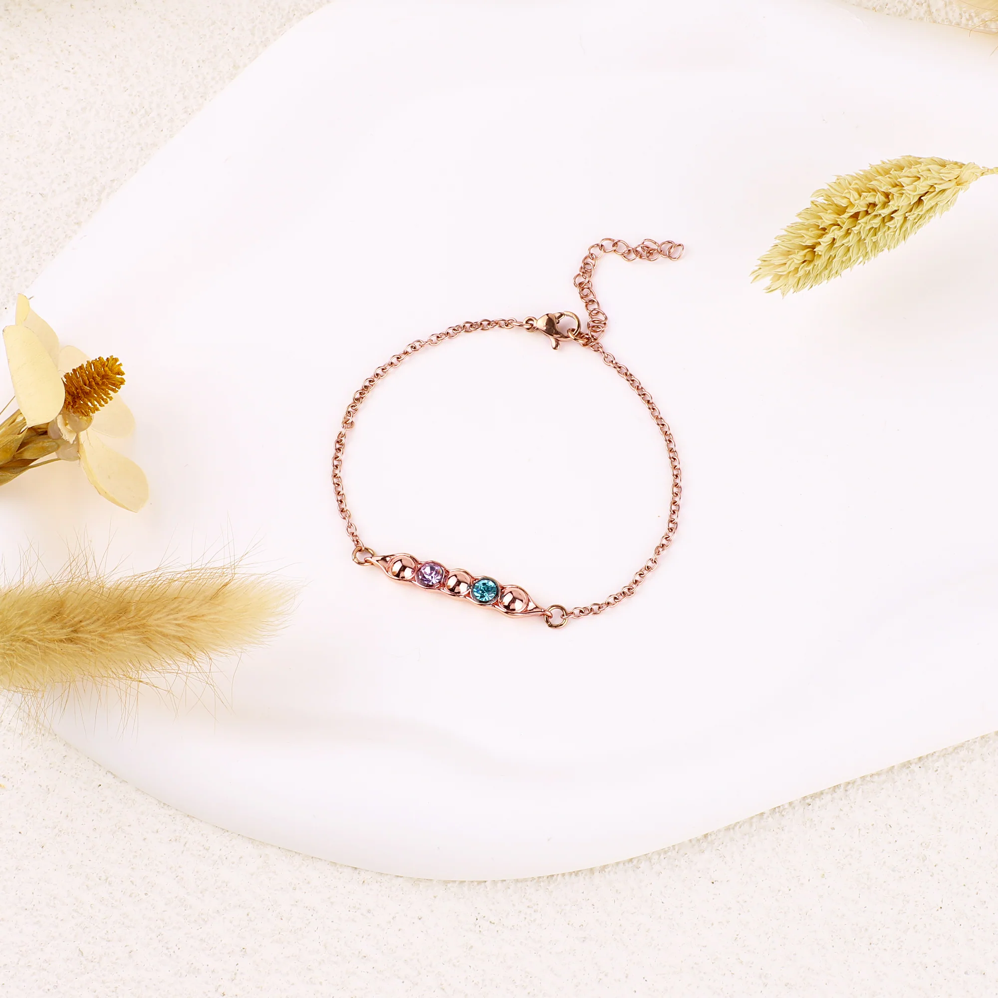 Peas in a Pod Birthstone Bracelet