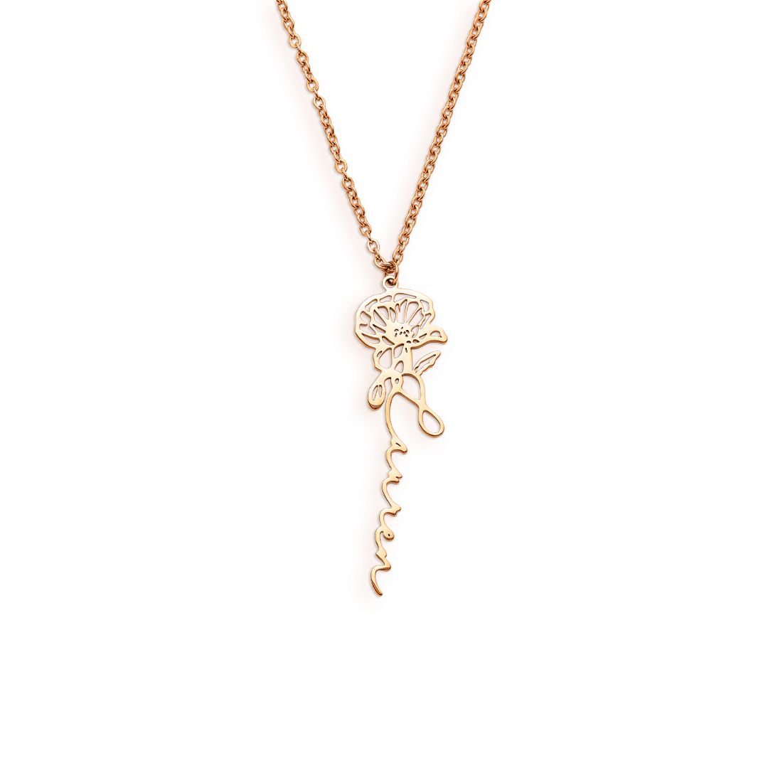 Birth Flower Name Necklace