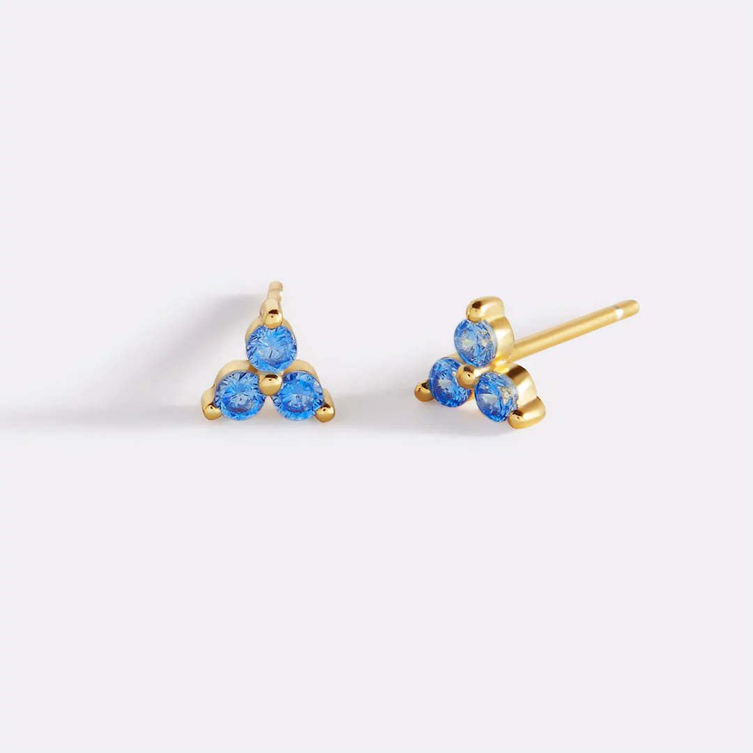 Trinity Birthstone Stud Earrings