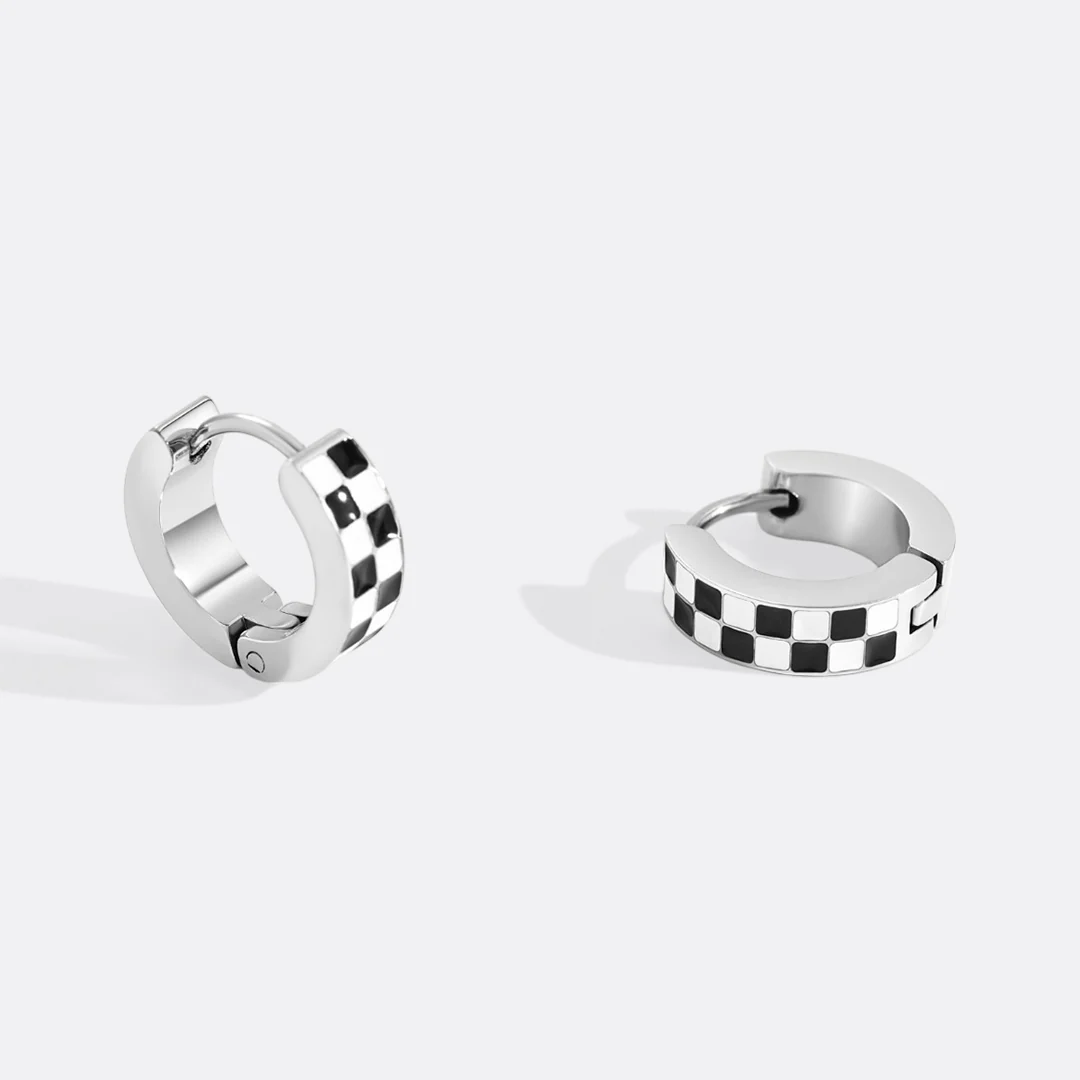 Checkered Hoop Earrings