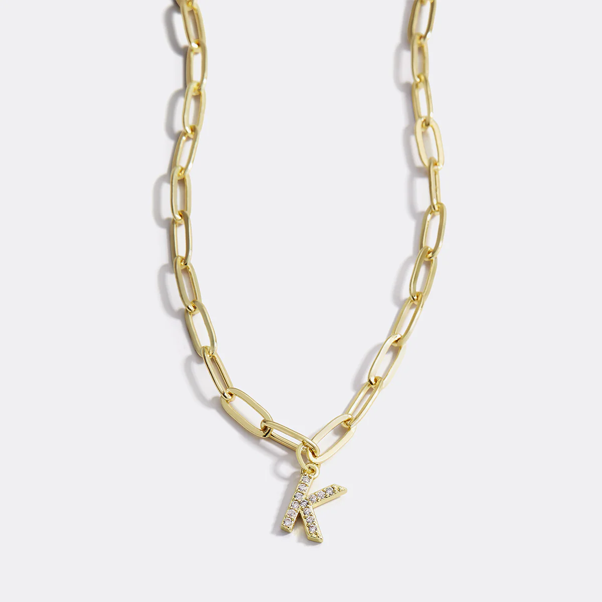 Paperclip Pave Initial Necklace