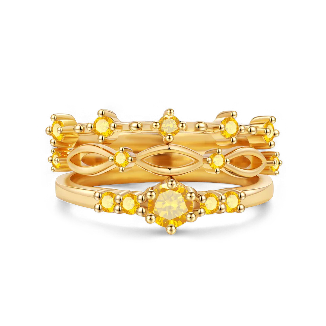 Braided Birthstone Stacking Ring Set