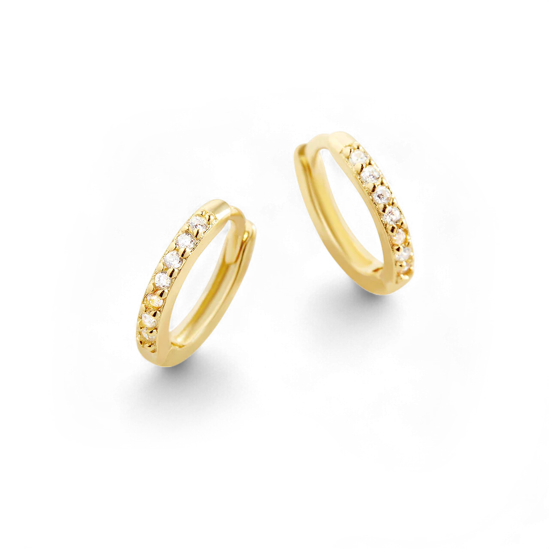 Pave Huggie Hoop Earrings