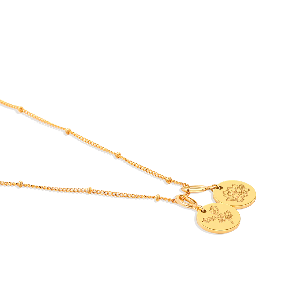 Birth Flower Charm Stacking Necklace