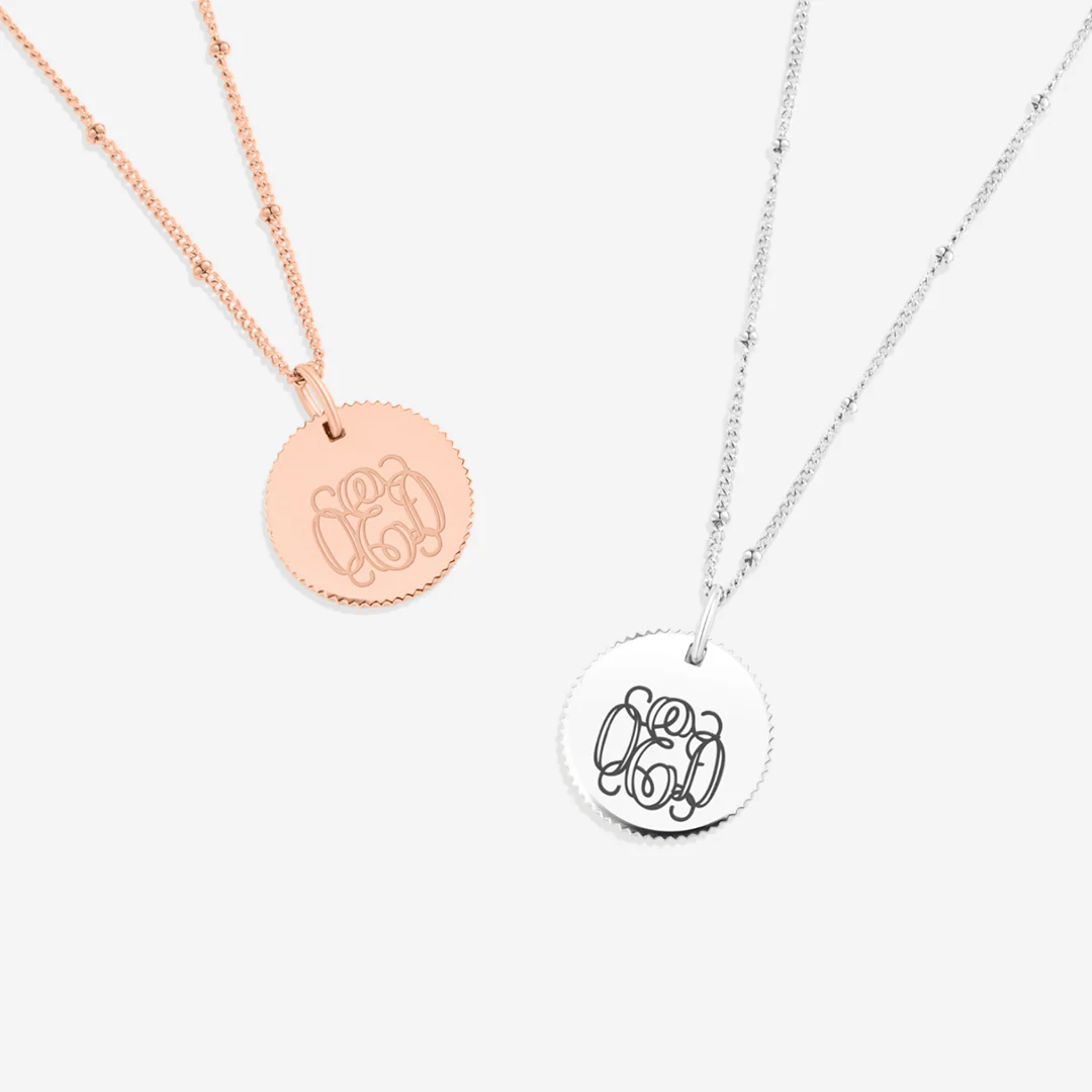 Monogram Scalloped Medallion Pendant Necklace