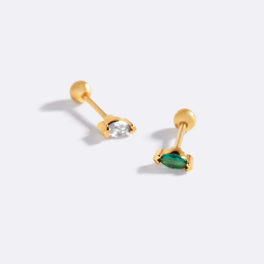 Marquis Gemstone Sleeper Stud Earrings