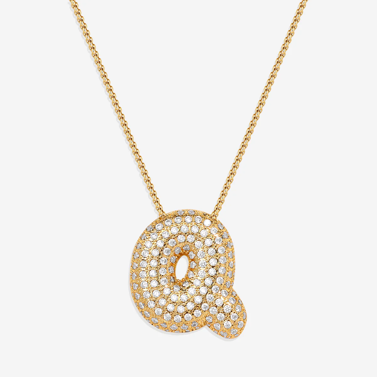 Pave Bubble Initial Necklace