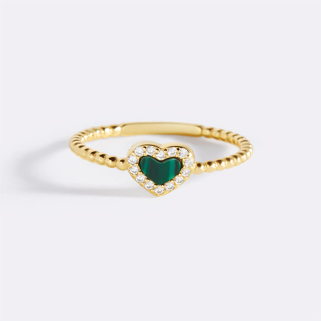 Tiny Gemstone Heart Stacking Ring