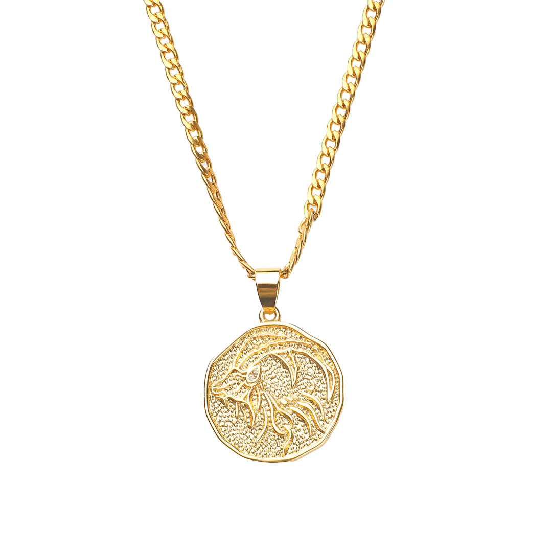 Astrological Sign Coin Pendant Necklace