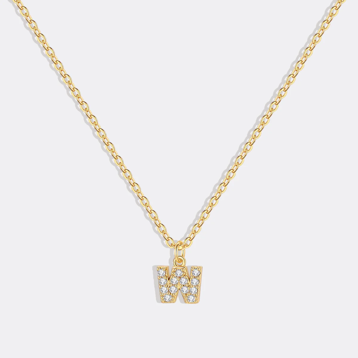 Gold Pavé Uppercase Initial Necklace