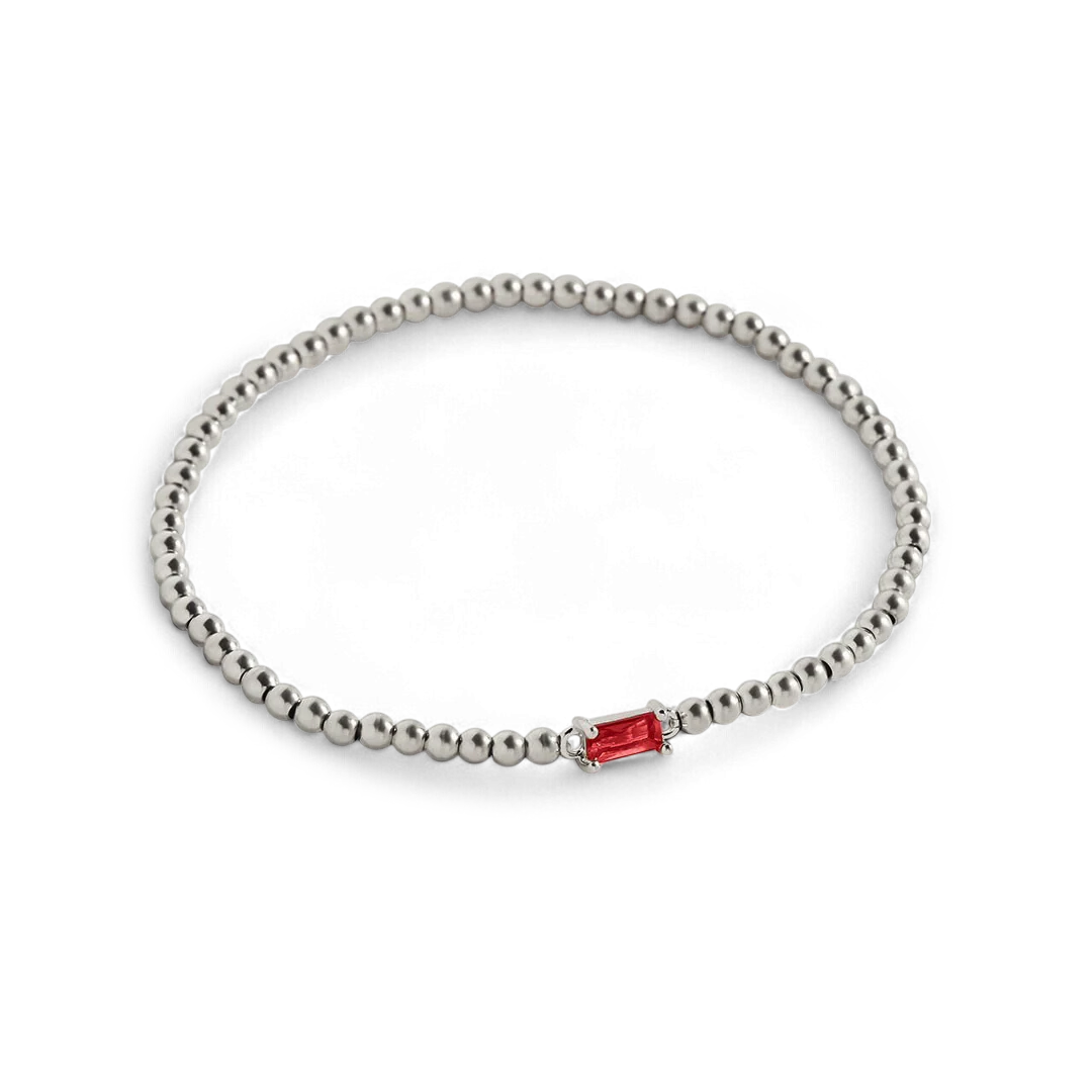 Sterling Silver Beaded Birthstone Bracelet