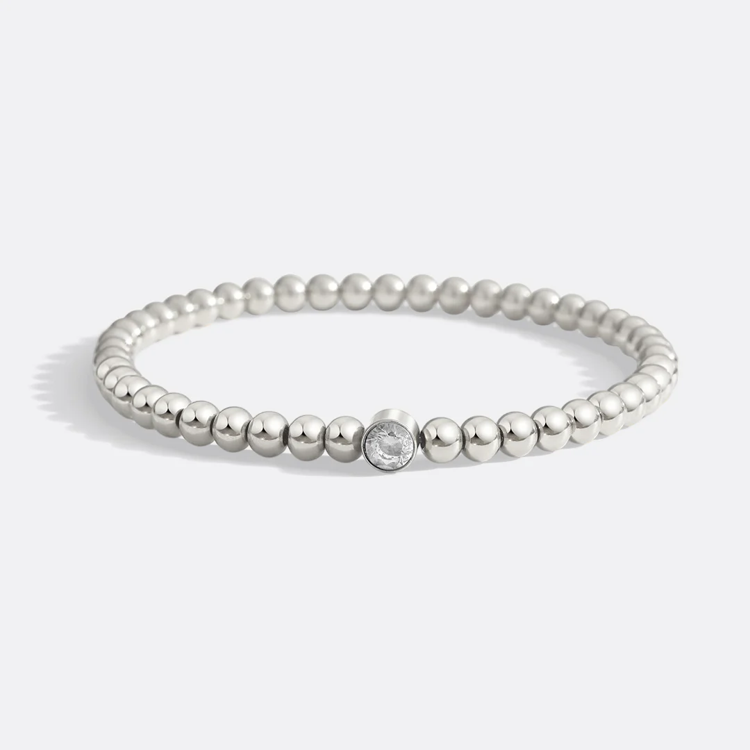 Gold Beaded Bubble Birthstone Bracelet