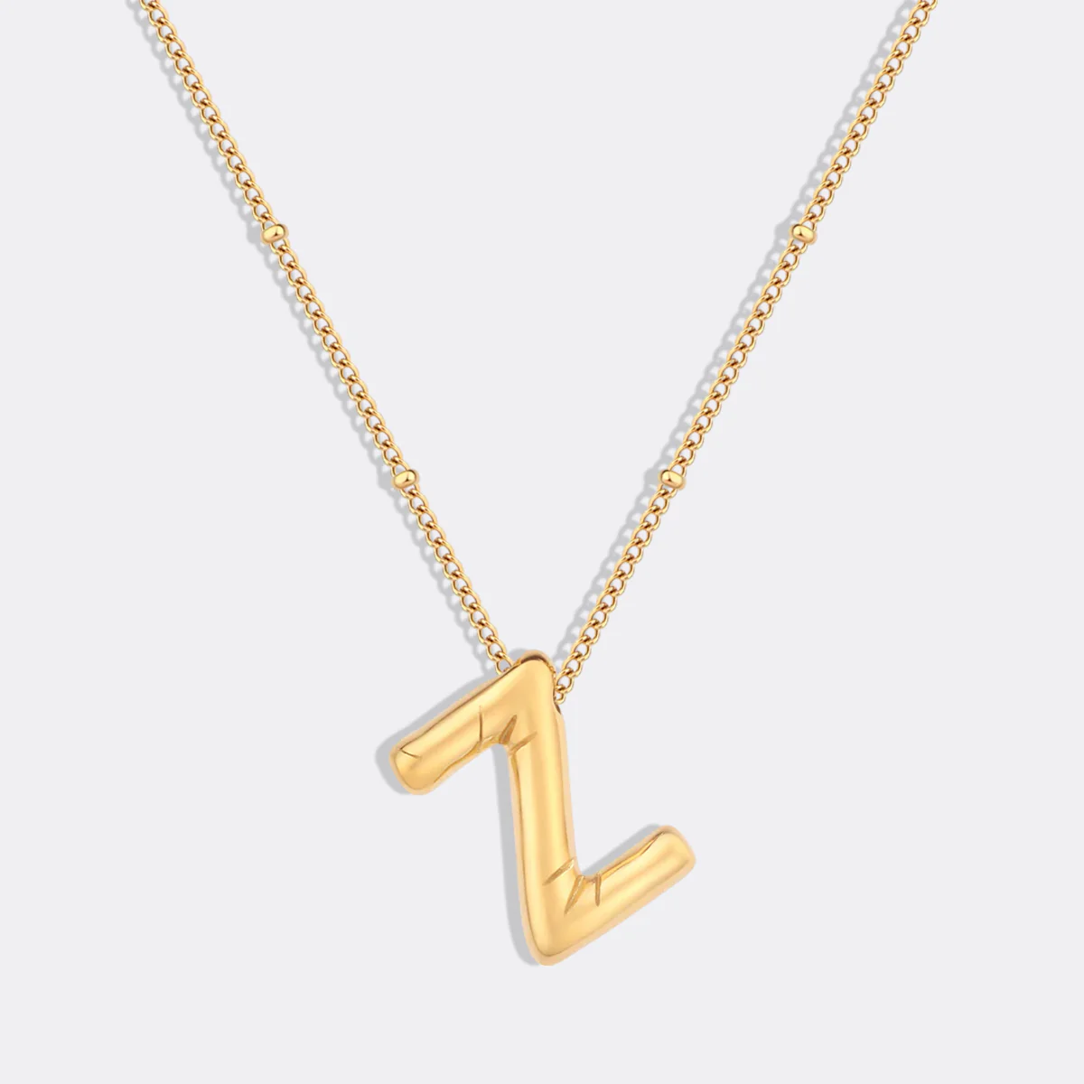 Balloon Initial Necklace with Satellite Chain