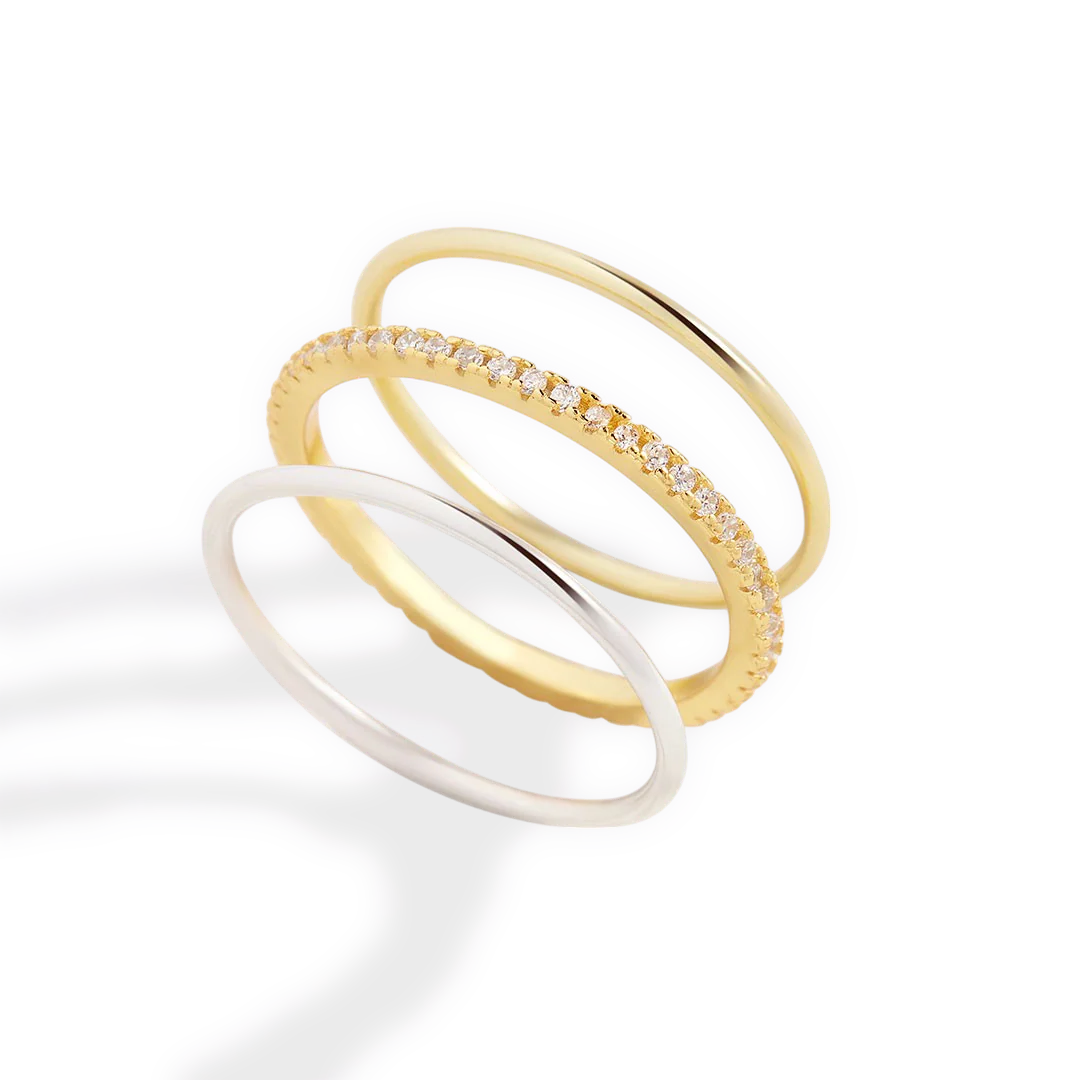 Gold and Silver Stacking Ring Set