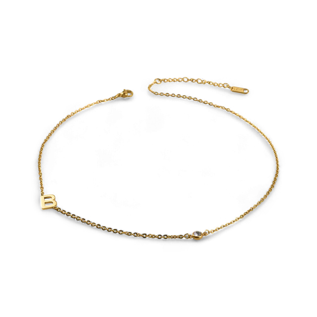Initial Necklace with Diamond Accent