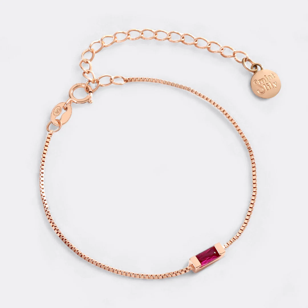 Dainty Baguette Birthstone Bracelet