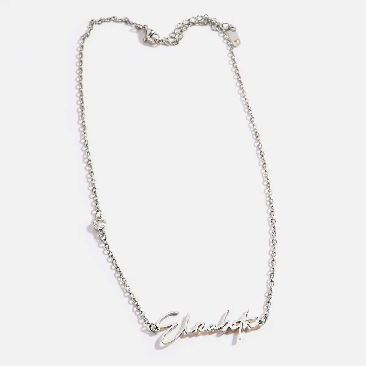 Modern Name Necklace with Heart Diamond Accent