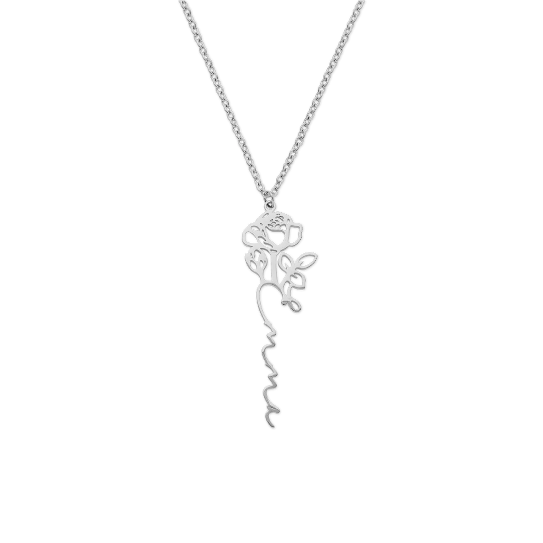 Birth Flower Name Necklace