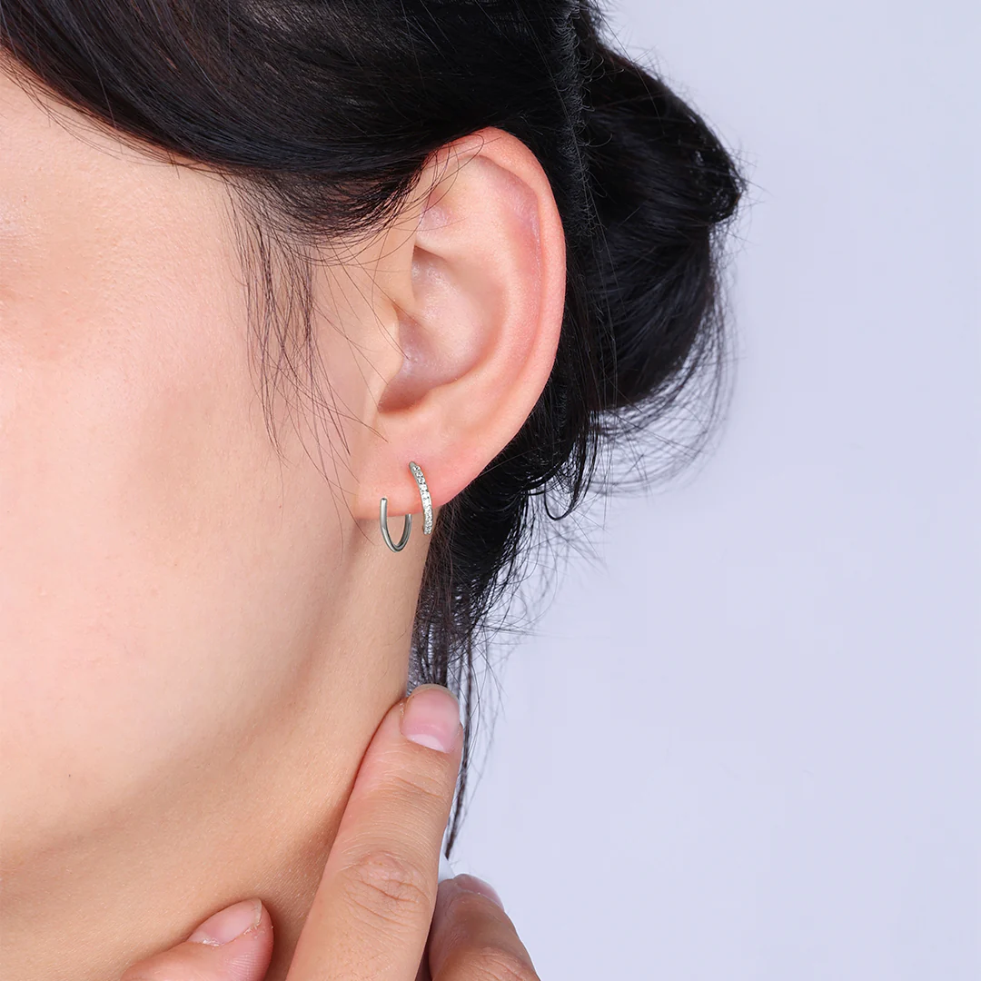 Double Loop Huggie Hoop Earrings