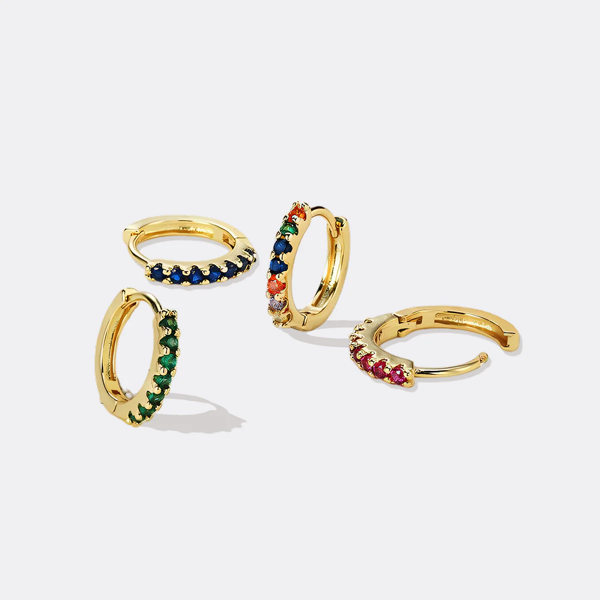 Gemstone Sleeper Huggie Hoop Earrings