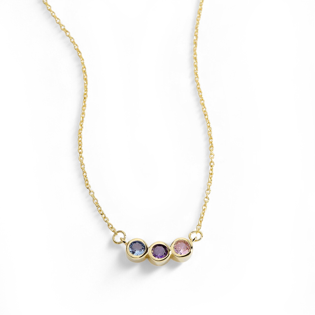 Dainty Family Birthstones Necklace