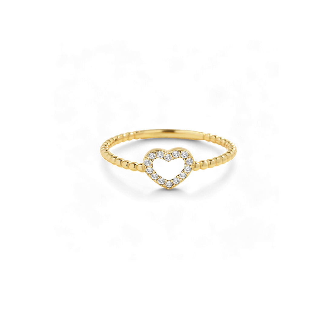 Tiny Gemstone Heart Stacking Ring