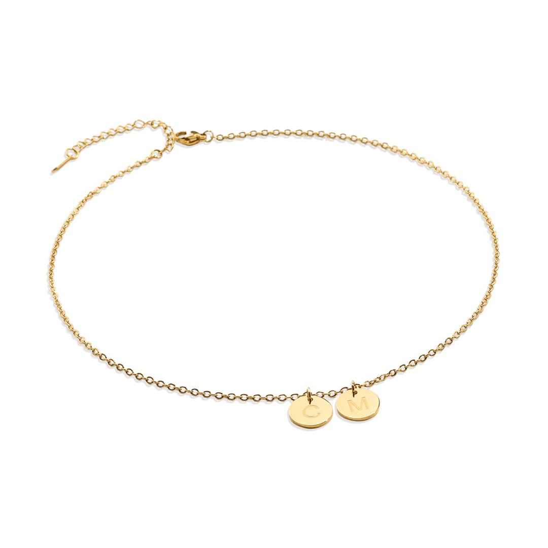 Dainty Disc Initial Necklace