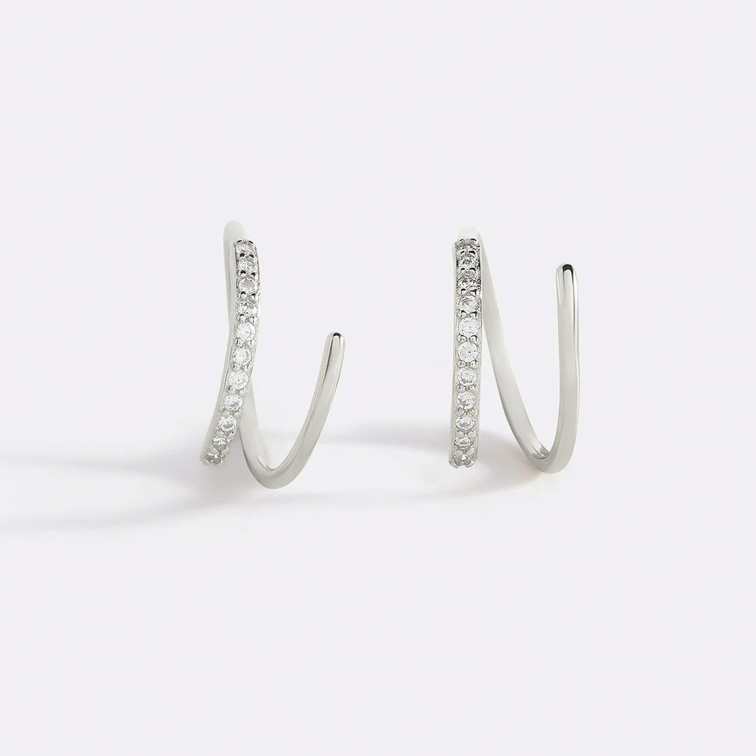 Double Loop Huggie Hoop Earrings