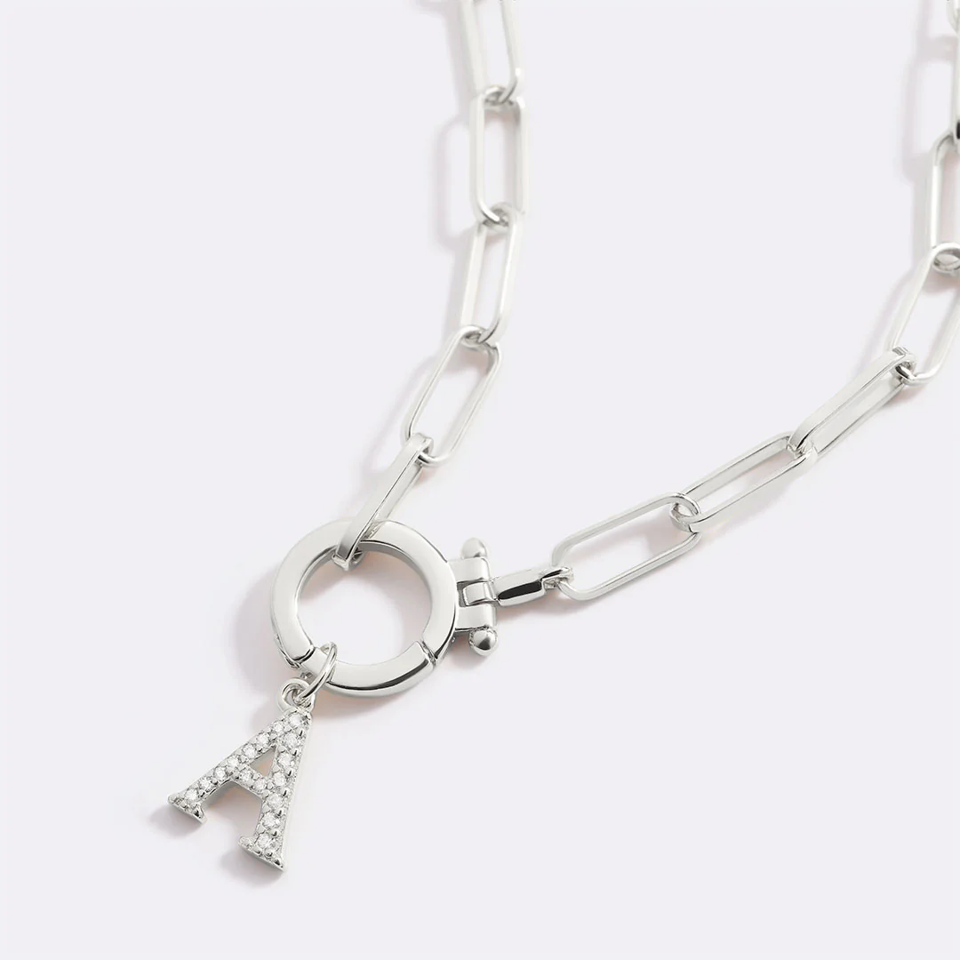 Dainty Pave Initial Charm