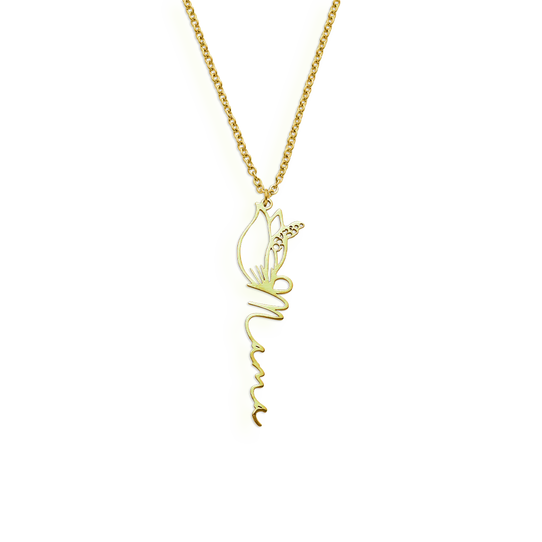 Birth Flower Name Necklace