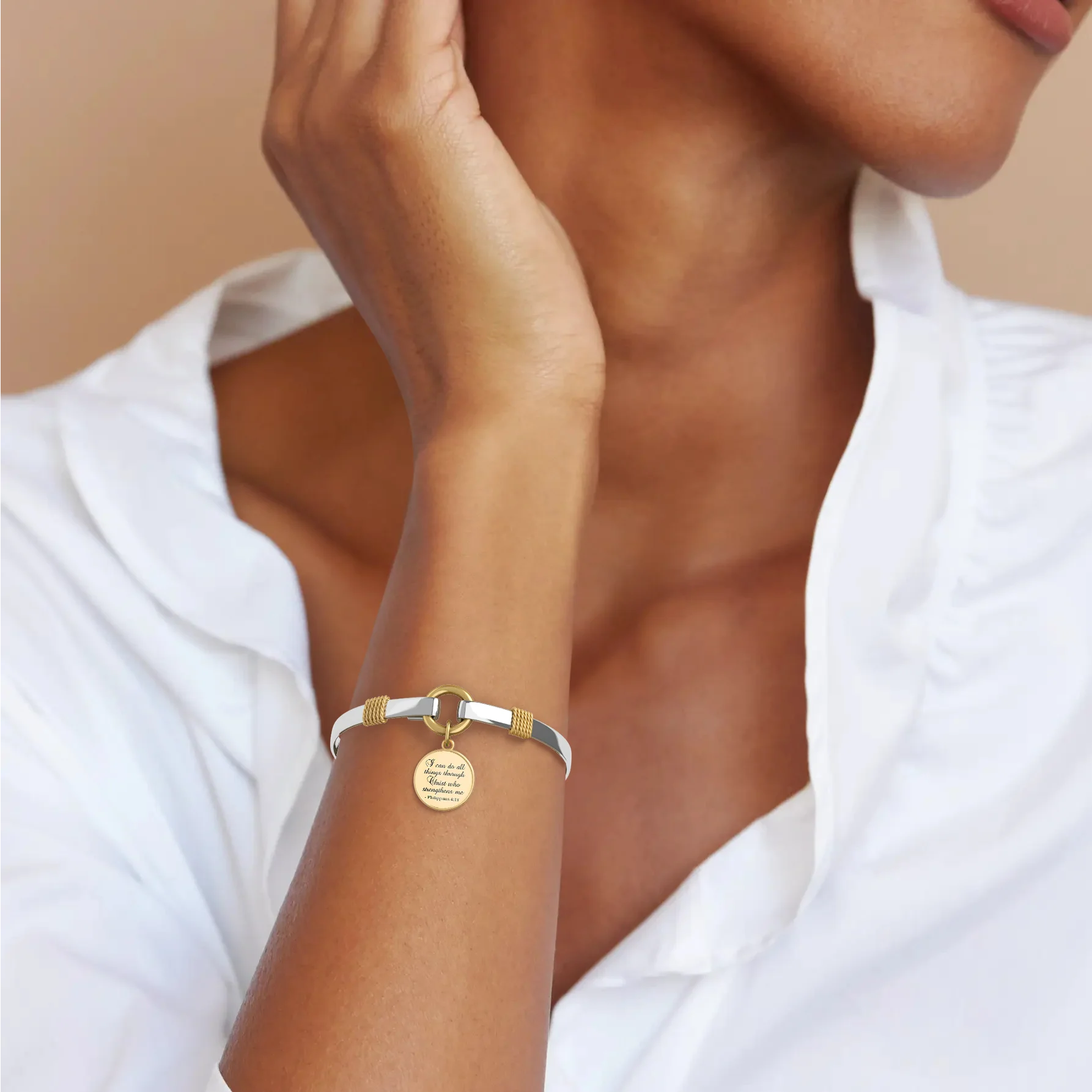 All Things Through Christ - Two-Tone Custom Charm Bracelet