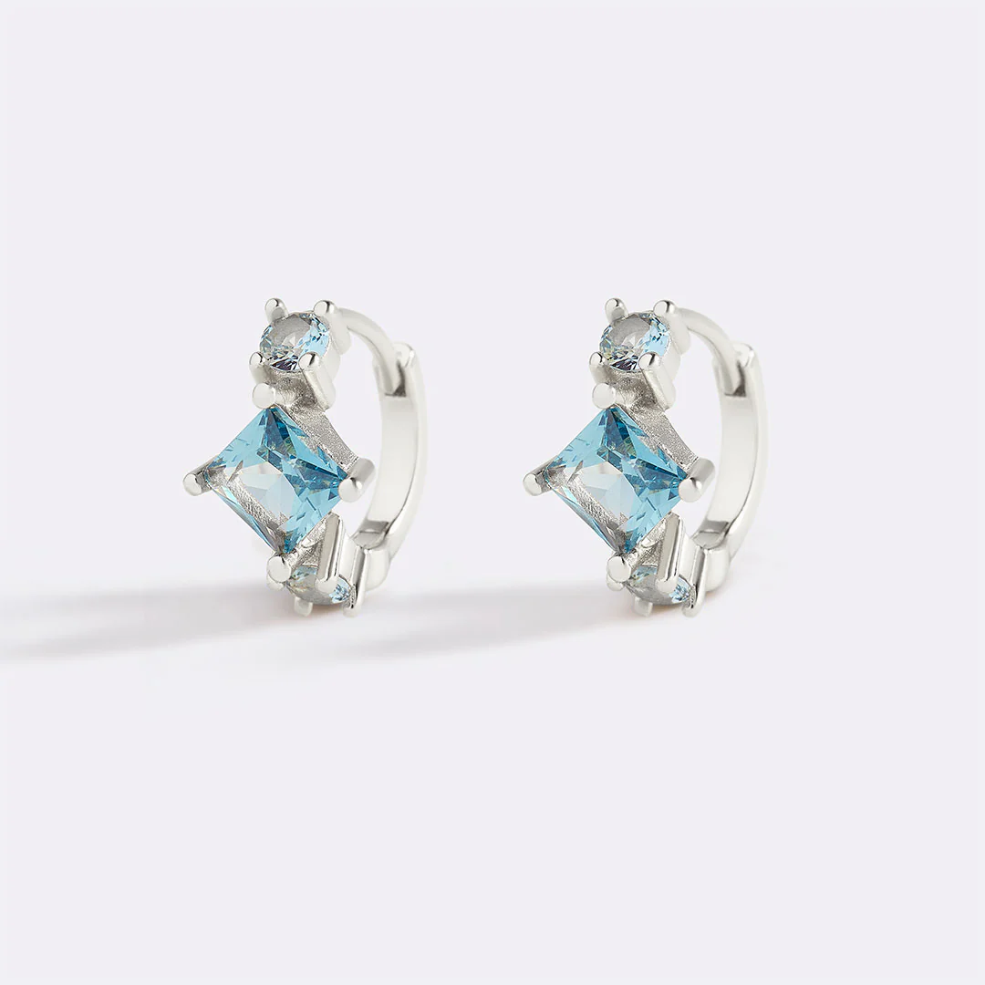 Aquamarine Huggie Hoops