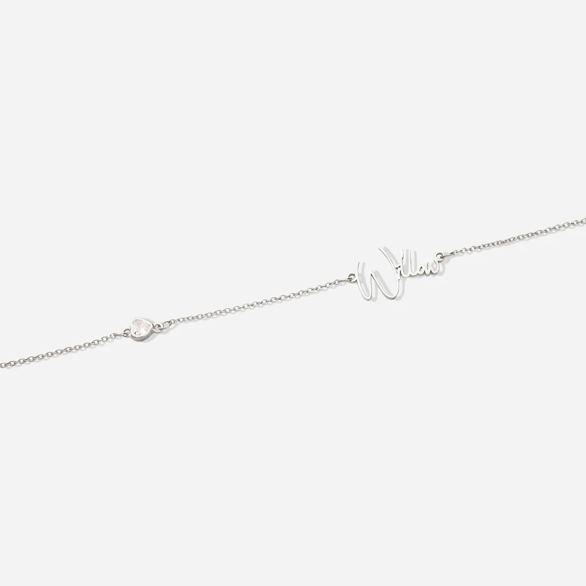 Modern Name Necklace with Heart Diamond Accent