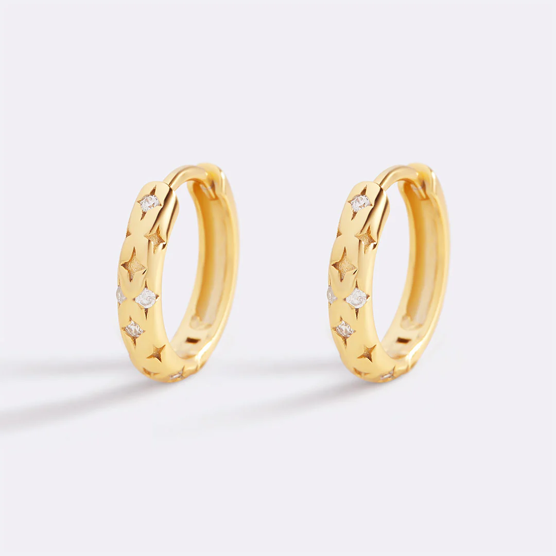 Falling Stars Huggie Hoop Earrings